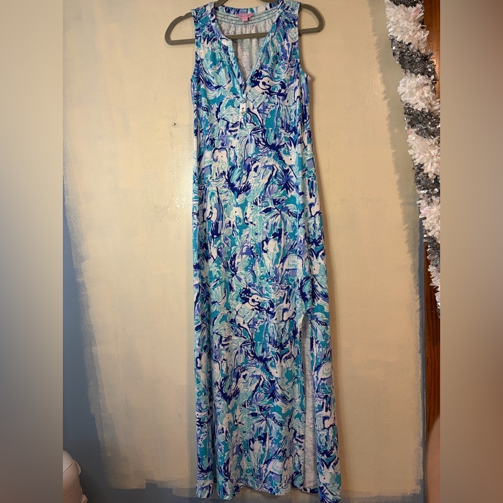 Lilly Pulitzer Essie Maxi Dress sleeveless novelty elephant summer size S - Picture 3 of 12